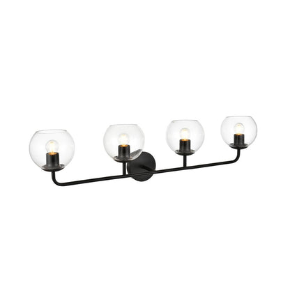 Genesis 4 light Black and Clear Bath Sconce