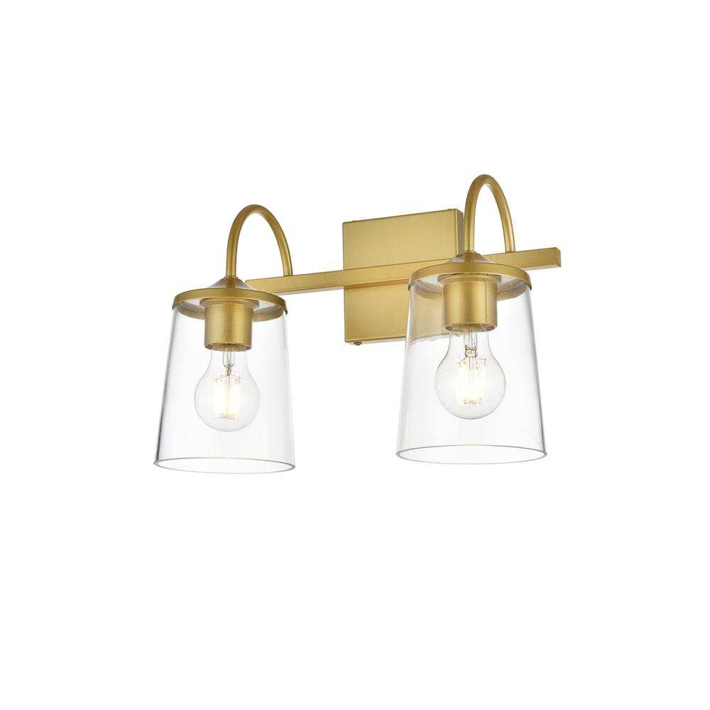 Avani 2 light Brass and Clear Bath Sconce