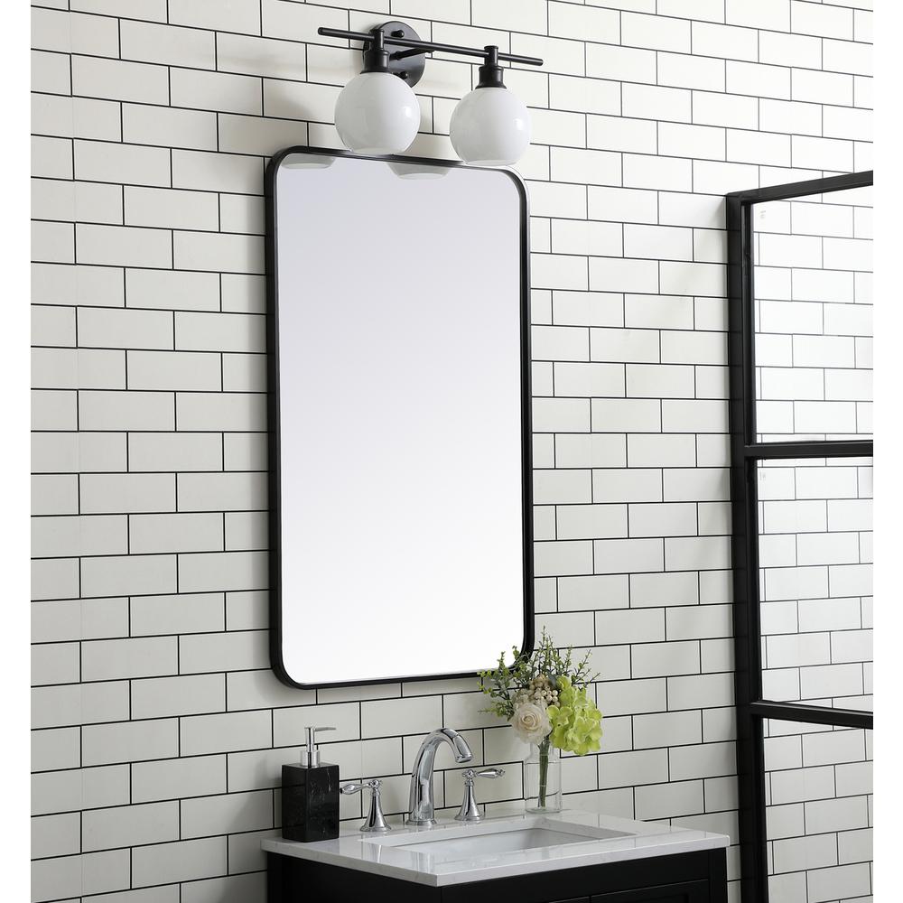 Soft corner metal rectangular mirror 22x36 inch in Black
