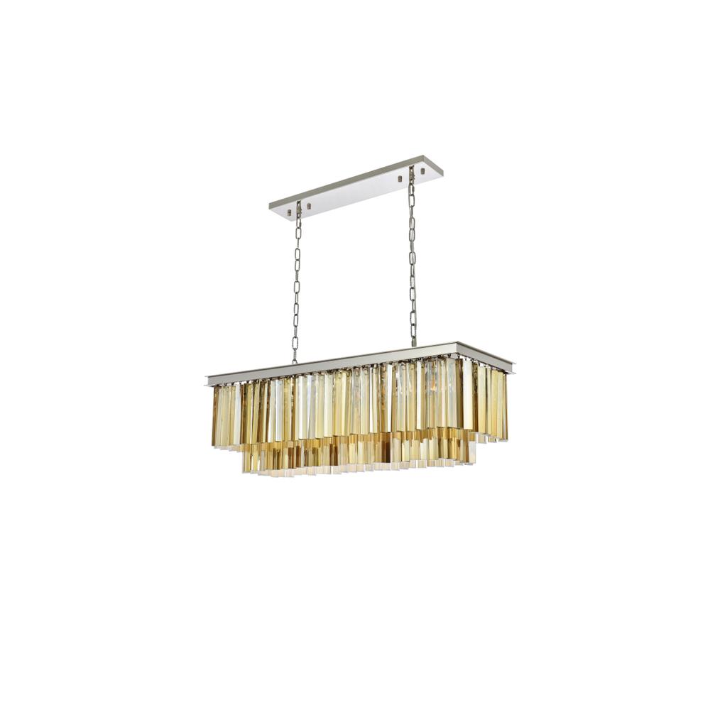 Sydney 12 light polished nickel Chandelier Golden Teak (Smoky) Royal Cut Crystal