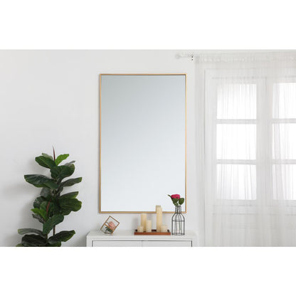 Metal frame rectangle mirror 30 inch in Brass