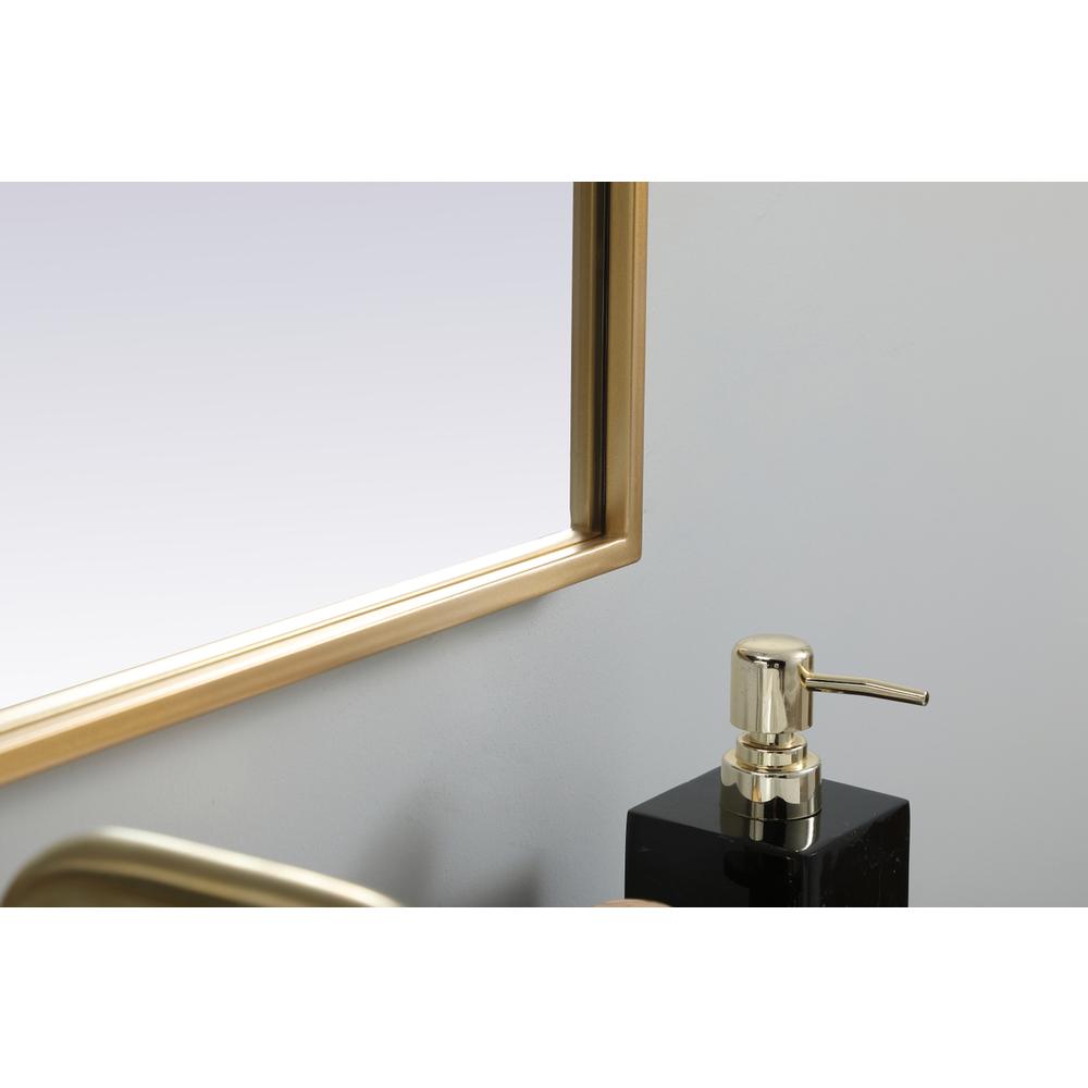Metal Frame Arch Mirror 27x30 Inch in Brass