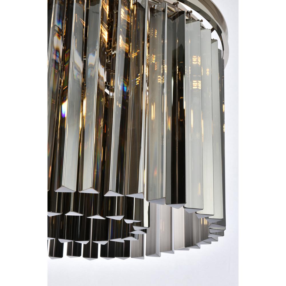 Sydney 6 light polished nickel Pendant Silver Shade (Grey) Royal Cut Crystal