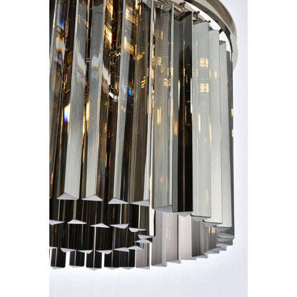 Sydney 6 light polished nickel Pendant Silver Shade (Grey) Royal Cut Crystal