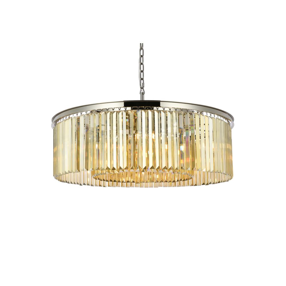 Sydney 10 light polished nickel Chandelier Golden Teak (Smoky) Royal Cut Crystal