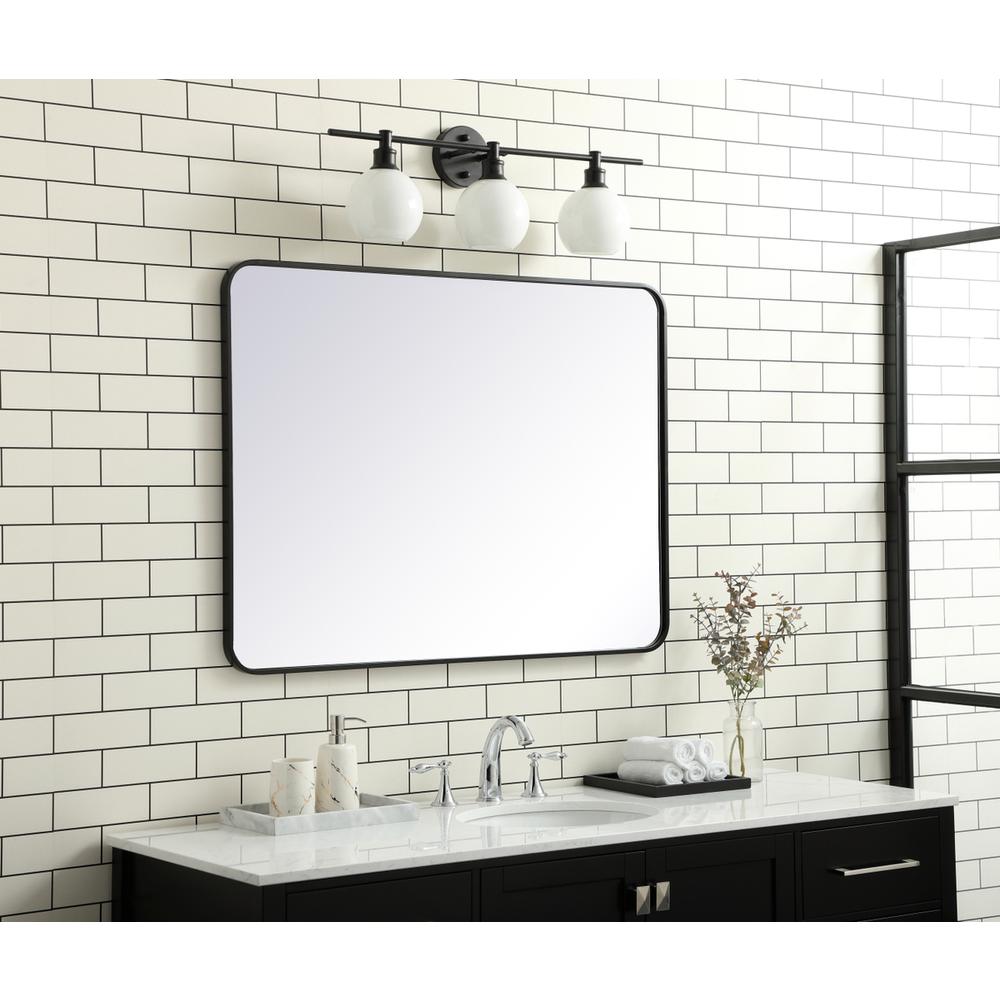 Soft corner metal rectangular mirror 30x40 inch in Black