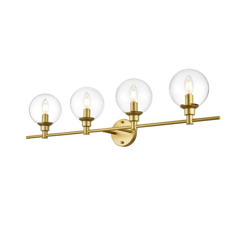 Jaelynn 4 light Brass and Clear Bath Sconce