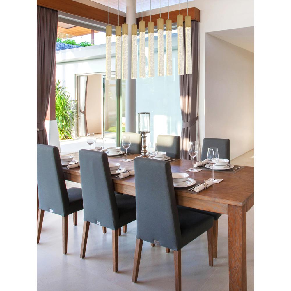Weston 10 lights pendant in satin gold
