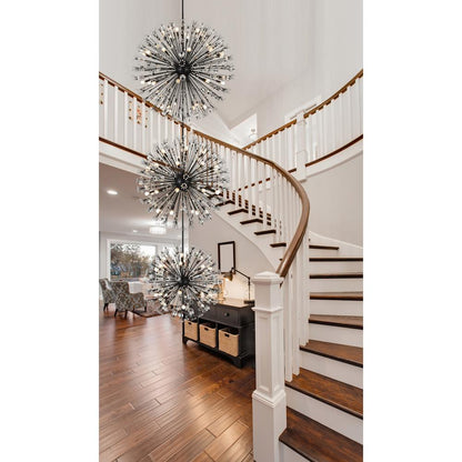 Vera 48 inch three tiers crystal starburst chandelier in black