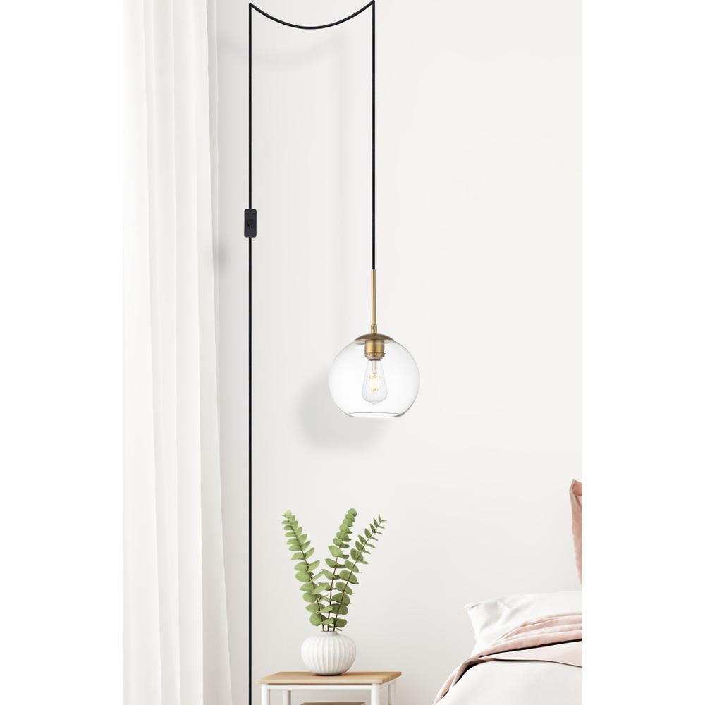 Baxter 1 Light brass plug-in pendant With Clear Glass