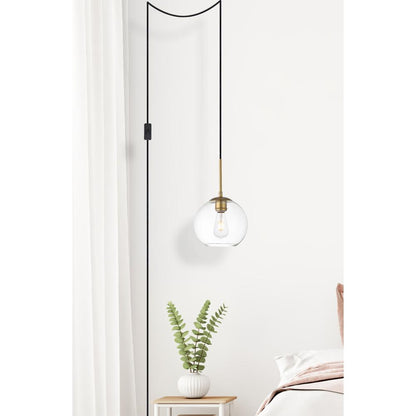 Baxter 1 Light brass plug-in pendant With Clear Glass