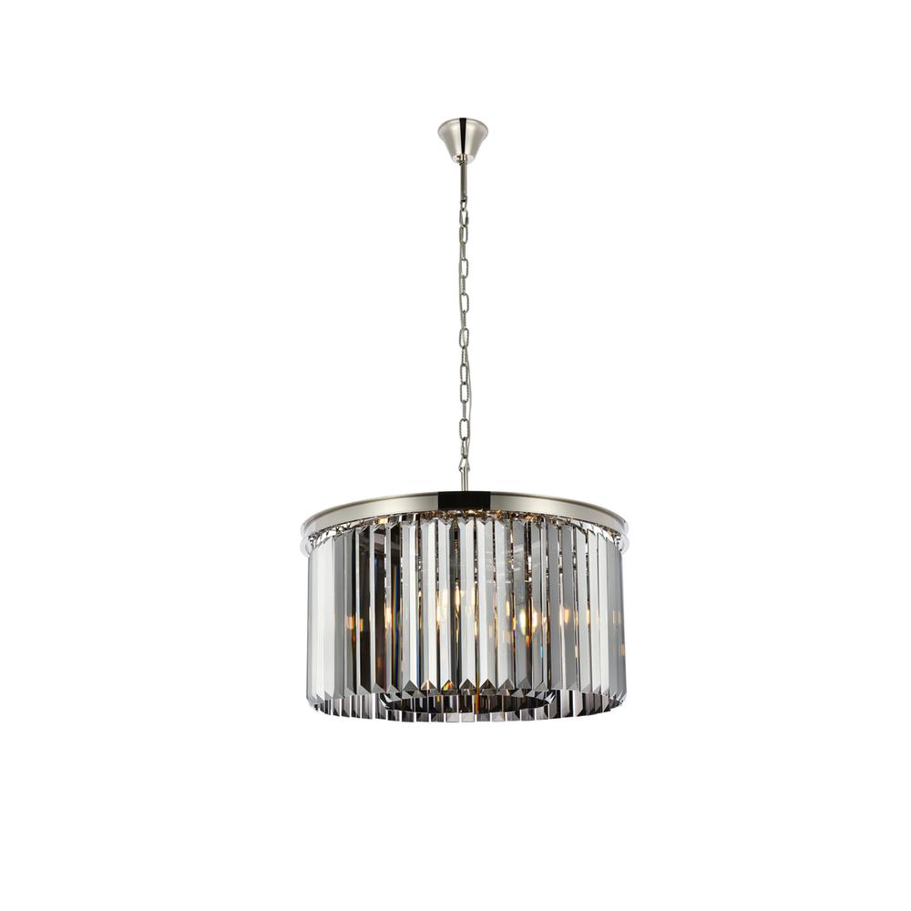 Sydney 8 light polished nickel Chandelier Silver Shade (Grey) Royal Cut Crystal