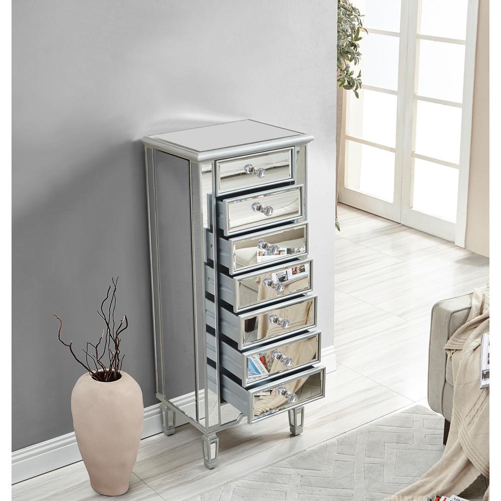 Lingerie Chest 7 drawers 20in. W x 15in. D x 48in. H in antique silver paint