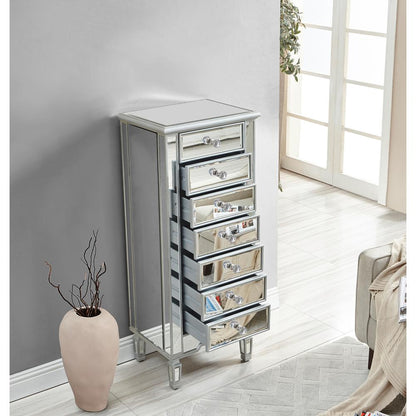Lingerie Chest 7 drawers 20in. W x 15in. D x 48in. H in antique silver paint