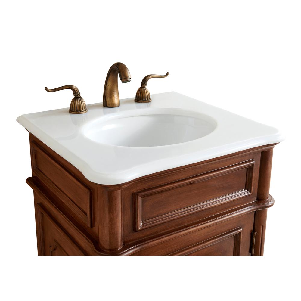 21 inch Single Bathroom vanity in Teak with ivory white engineered marble
