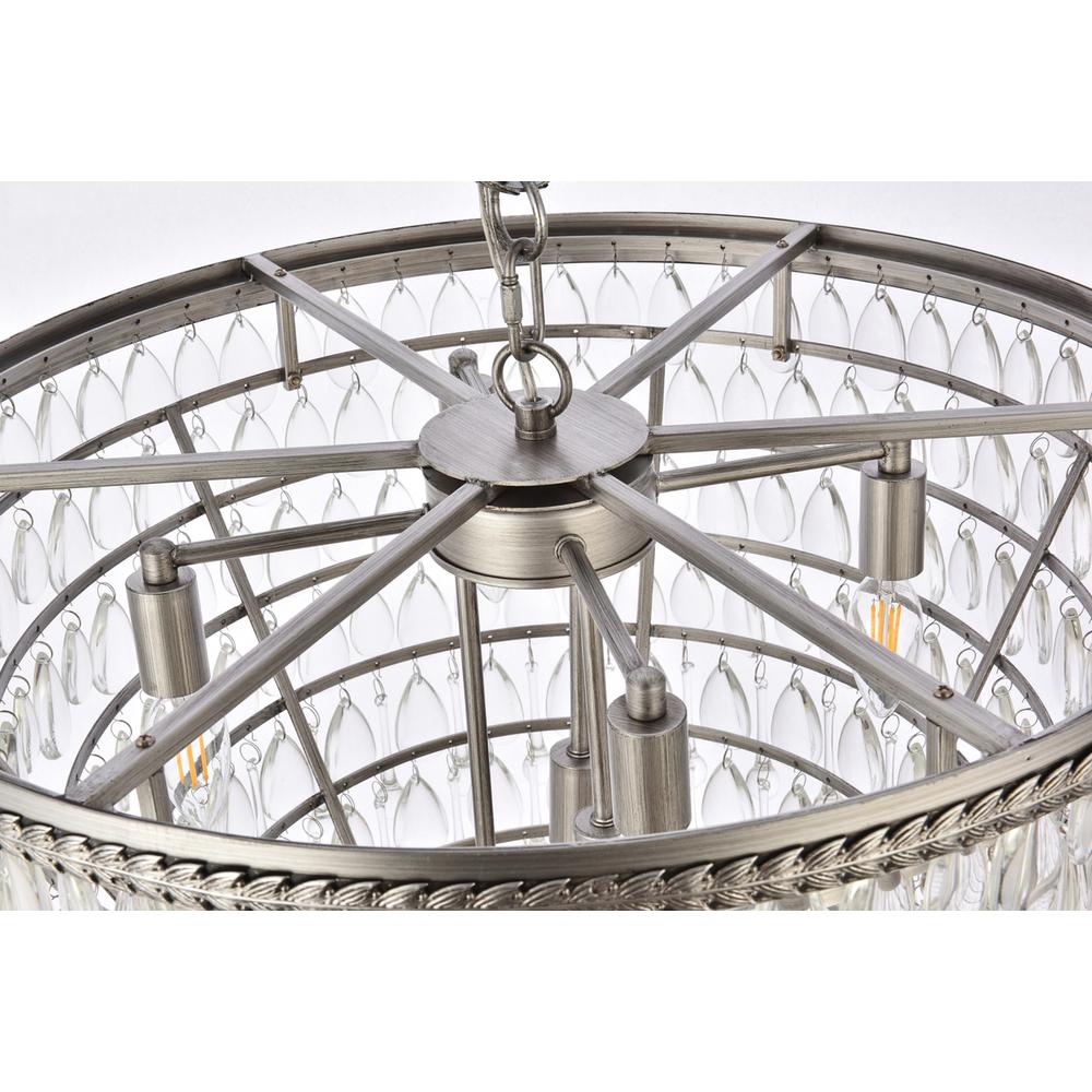 Nordic 7 light antique silver Chandelier Clear Royal Cut Crystal