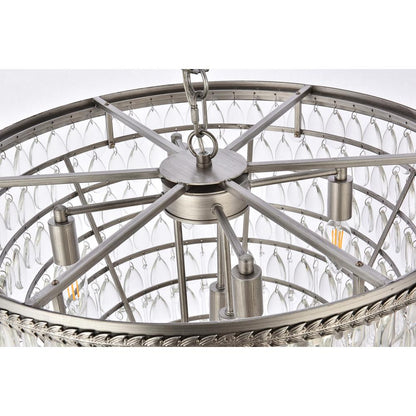 Nordic 7 light antique silver Chandelier Clear Royal Cut Crystal
