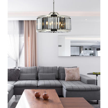 Chelsea 8 light polished nickel Chandelier Silver Shade (Grey) Royal Cut Crystal