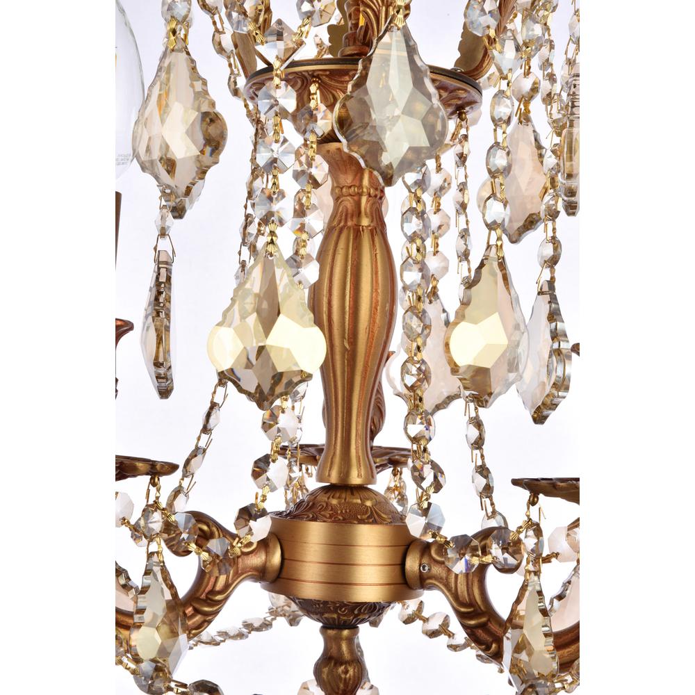 Rosalia 3 light French Gold Pendant Golden Teak (Smoky) Royal Cut Crystal