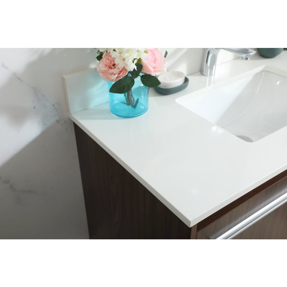 36 Inch Single Bathroom Vanity In Walnut With Backsplash