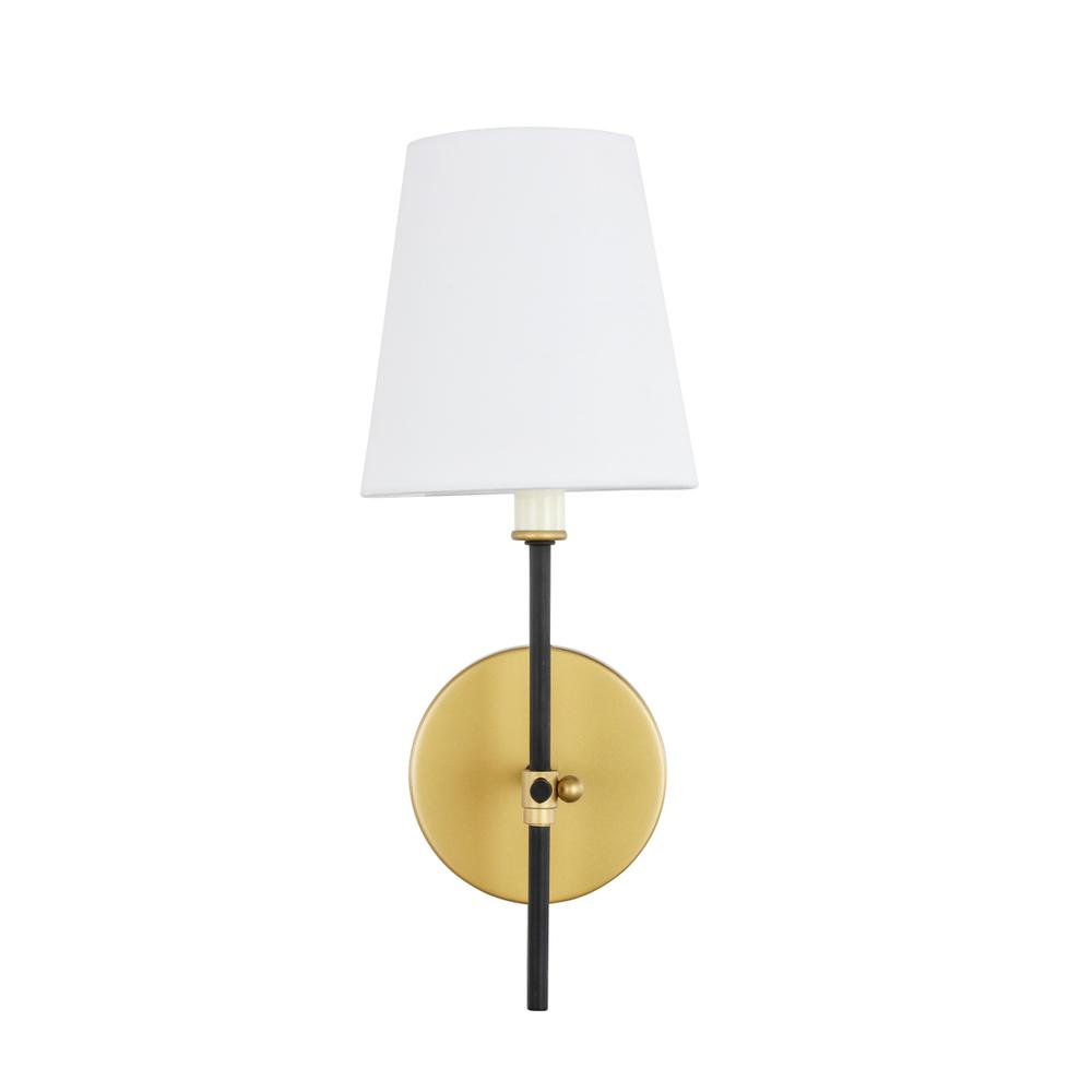 Mel 1 light Brass and Black and White shade wall sconce