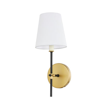 Mel 1 light Brass and Black and White shade wall sconce