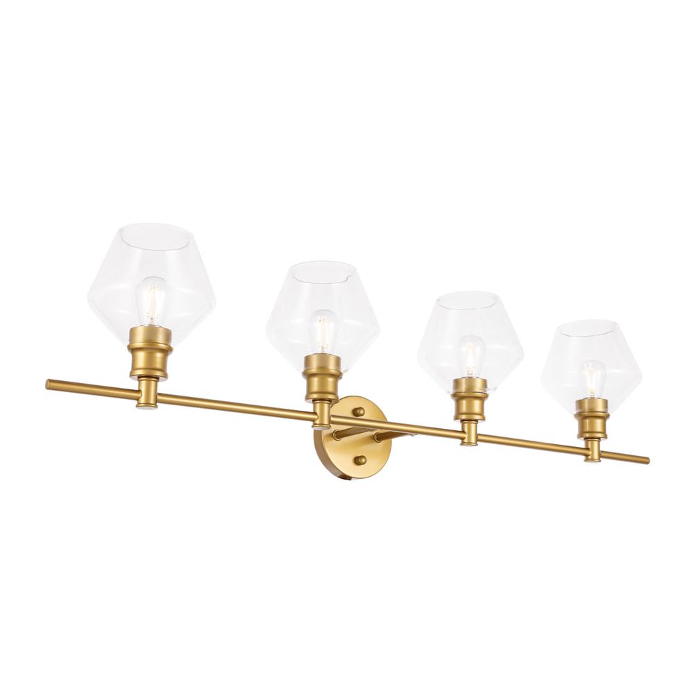 Gene 4 light Brass and Clear glass Wall sconce