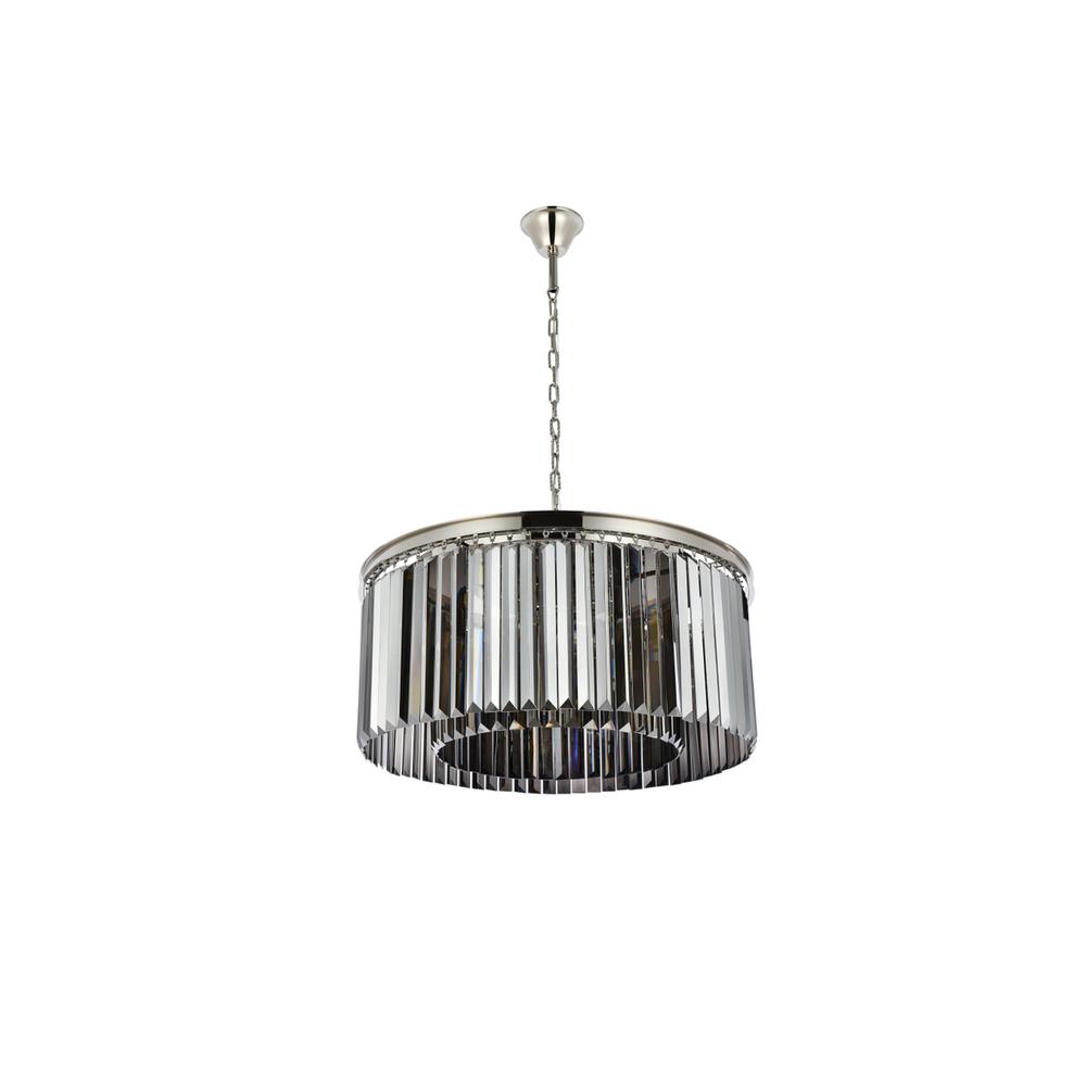 Sydney 8 light polished nickel Chandelier Silver Shade (Grey) Royal Cut Crystal