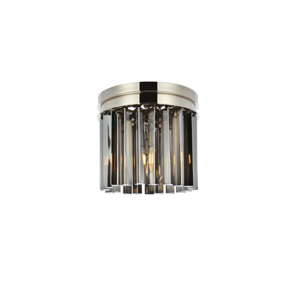 Sydney 3 light polished nickel Flush Mount Silver Shade (Grey) Royal Cut Crystal