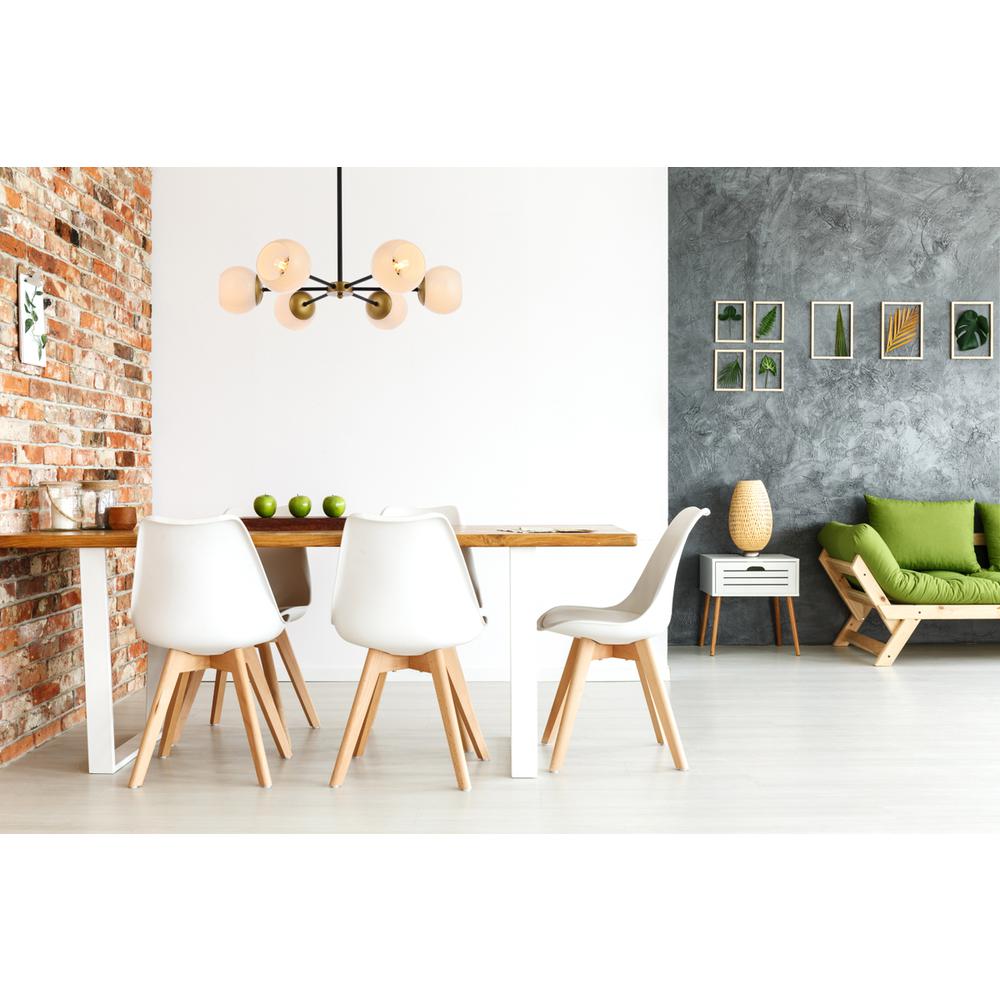 Briggs 30 inch pendant in black and brass with white shade