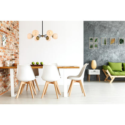 Briggs 30 inch pendant in black and brass with white shade