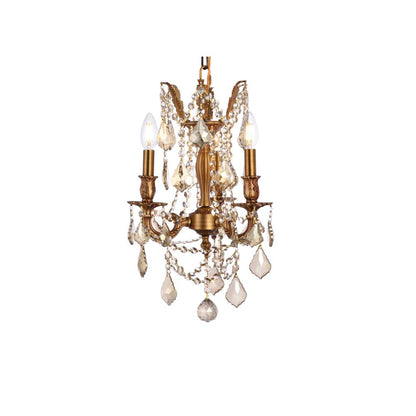 Rosalia 3 light French Gold Pendant Golden Teak (Smoky) Royal Cut Crystal