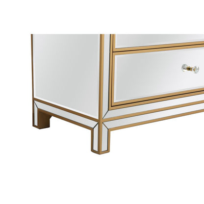 Reflexion 72 in. mirrored six drawer chest in gold
