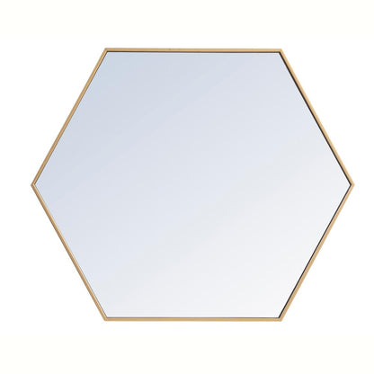 Metal frame hexagon mirror 38 inch in Brass