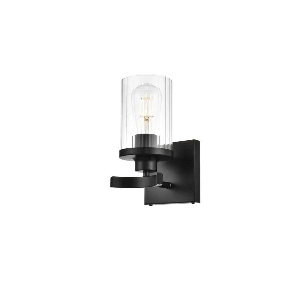 Saanvi 1 light Black and Clear Bath Sconce