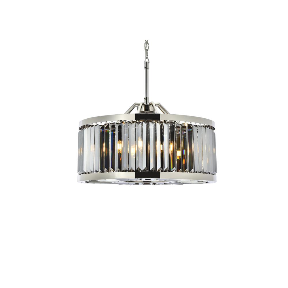 Chelsea 8 light polished nickel Chandelier Silver Shade (Grey) Royal Cut Crystal