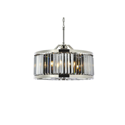 Chelsea 8 light polished nickel Chandelier Silver Shade (Grey) Royal Cut Crystal