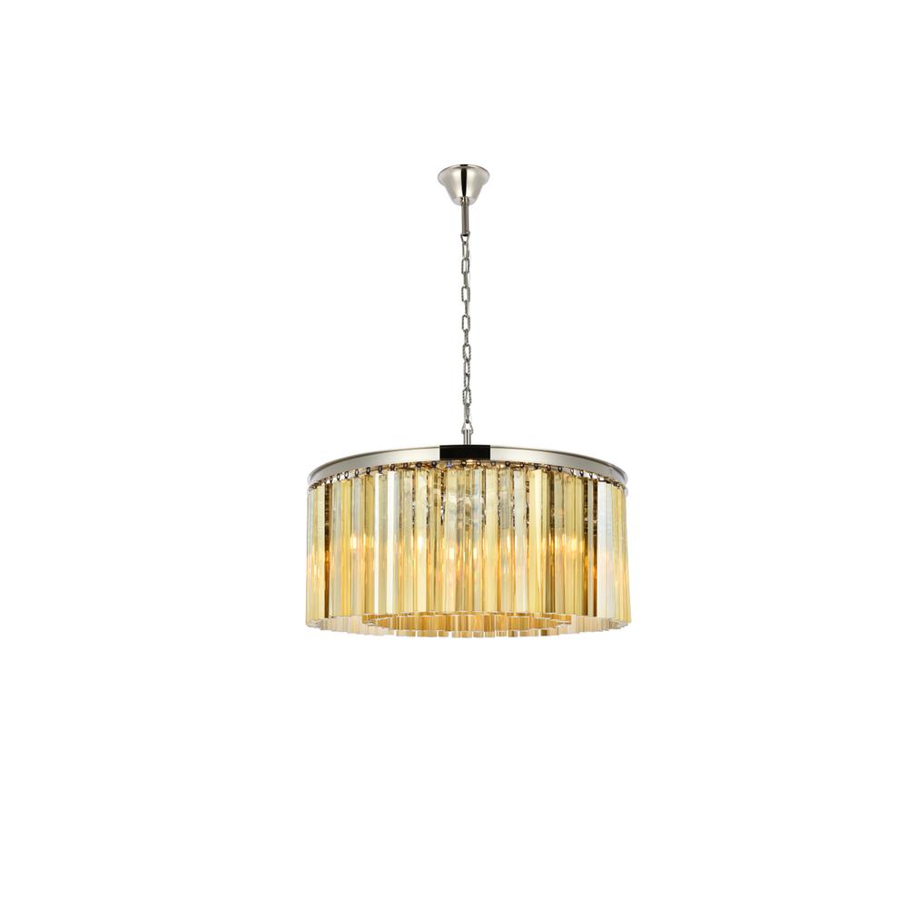 Sydney 8 light polished nickel Chandelier Golden Teak (Smoky) Royal Cut Crystal