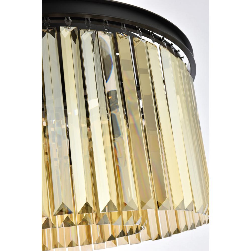 Sydney 8 light Matte Black Chandelier Golden Teak (Smoky) Royal Cut Crystal
