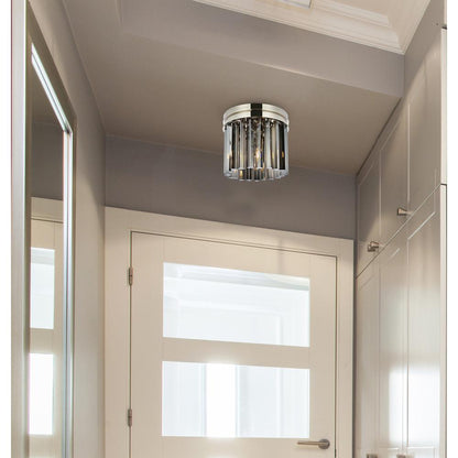 Sydney 3 light polished nickel Flush Mount Silver Shade (Grey) Royal Cut Crystal