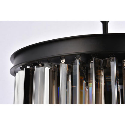 Sydney 6 light Matte Black Pendant Silver Shade (Grey) Royal Cut Crystal