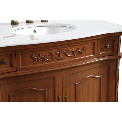 36 inch Single Bathroom vanity in Brown with ivory white engineered marble