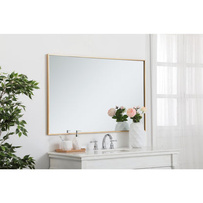 Metal frame rectangle mirror 30 inch in Brass