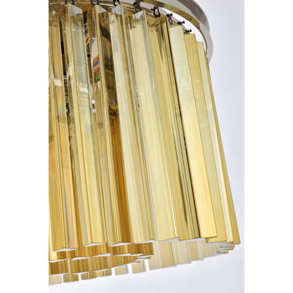 Sydney 6 light polished nickel Pendant Golden Teak (Smoky) Royal Cut Crystal