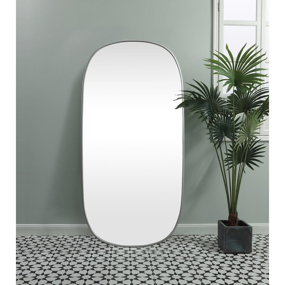 Metal Frame Oval Mirror 30x60 Inch in Silver
