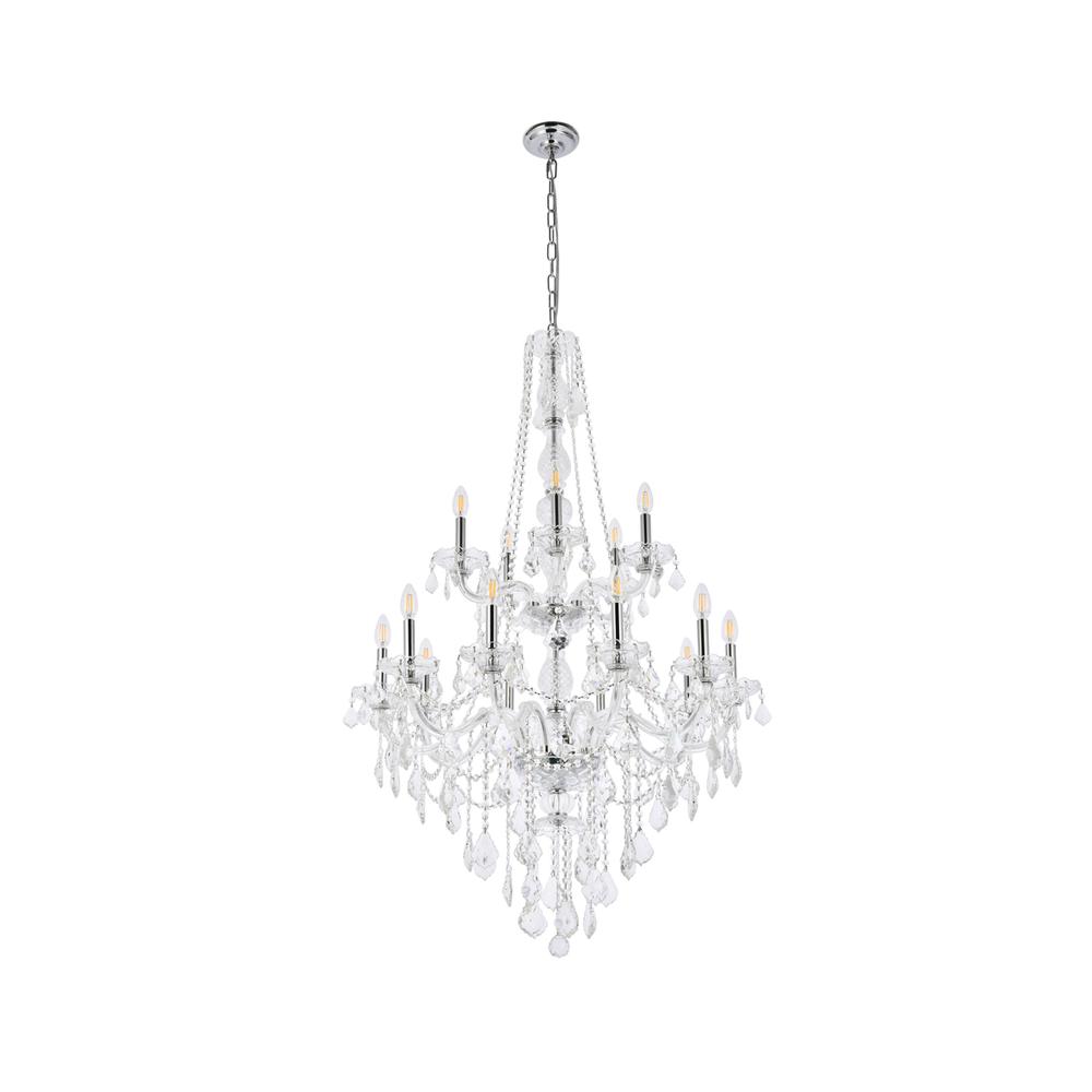 Verona 15 light Chrome Chandelier Golden Teak (Smoky) Royal Cut Crystal