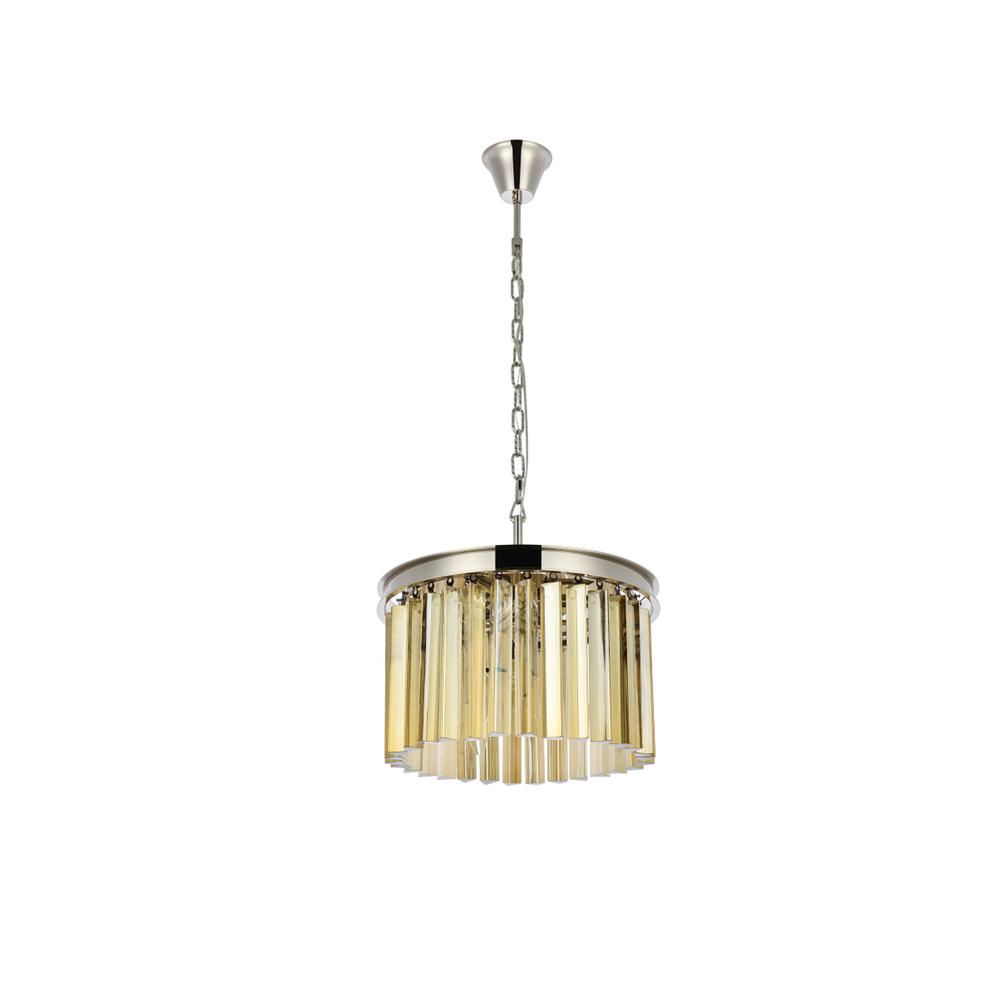 Sydney 3 light polished nickel Pendant Golden Teak (Smoky) Royal Cut Crystal