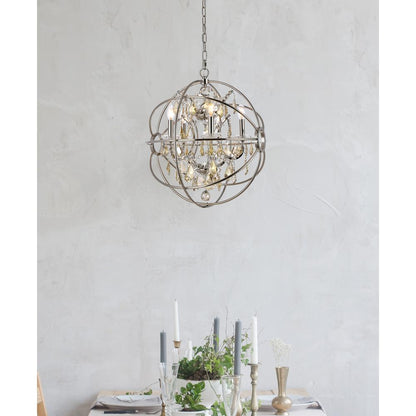 Geneva 5 light polished nickel Pendant Golden Teak (Smoky) Royal Cut crystal