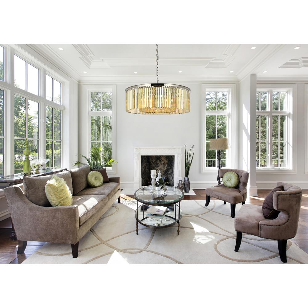 Sydney 10 light polished nickel Chandelier Golden Teak (Smoky) Royal Cut Crystal
