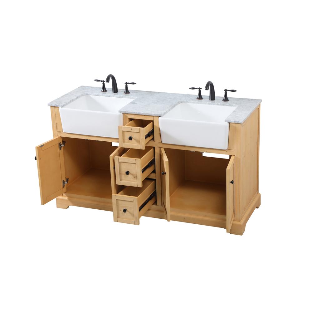 60 inch double bathroom vanity in natural wood